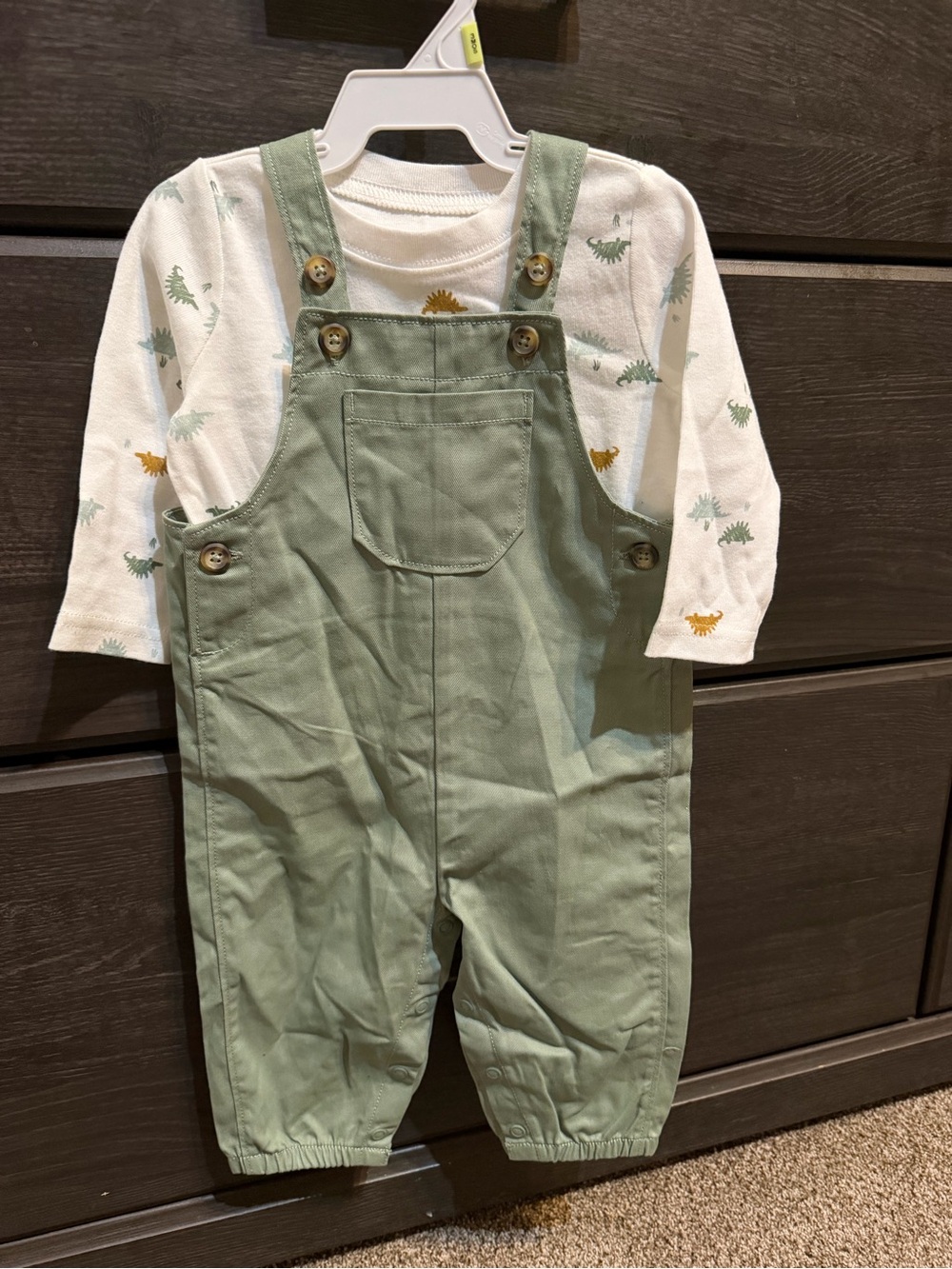 Soft Sage Overalls for Kids - Button Strap Romper